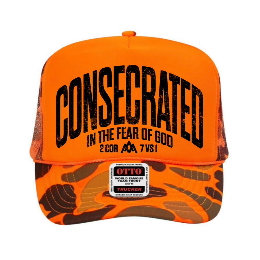 CONSECRATED Foam Trucker - Neon Orange/Camo