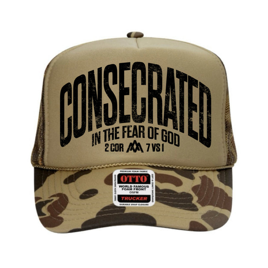 CONSECRATED Foam Trucker Hat - Sage/Camo