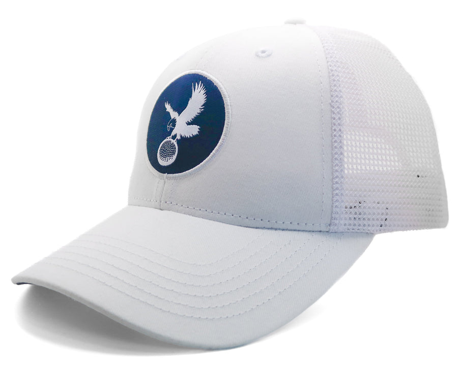 Trucker Hat White/White with Navy Icon