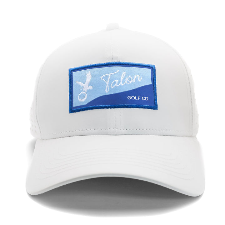 Fade to Blue White Talon Performance Hat with Split Logo Photo.