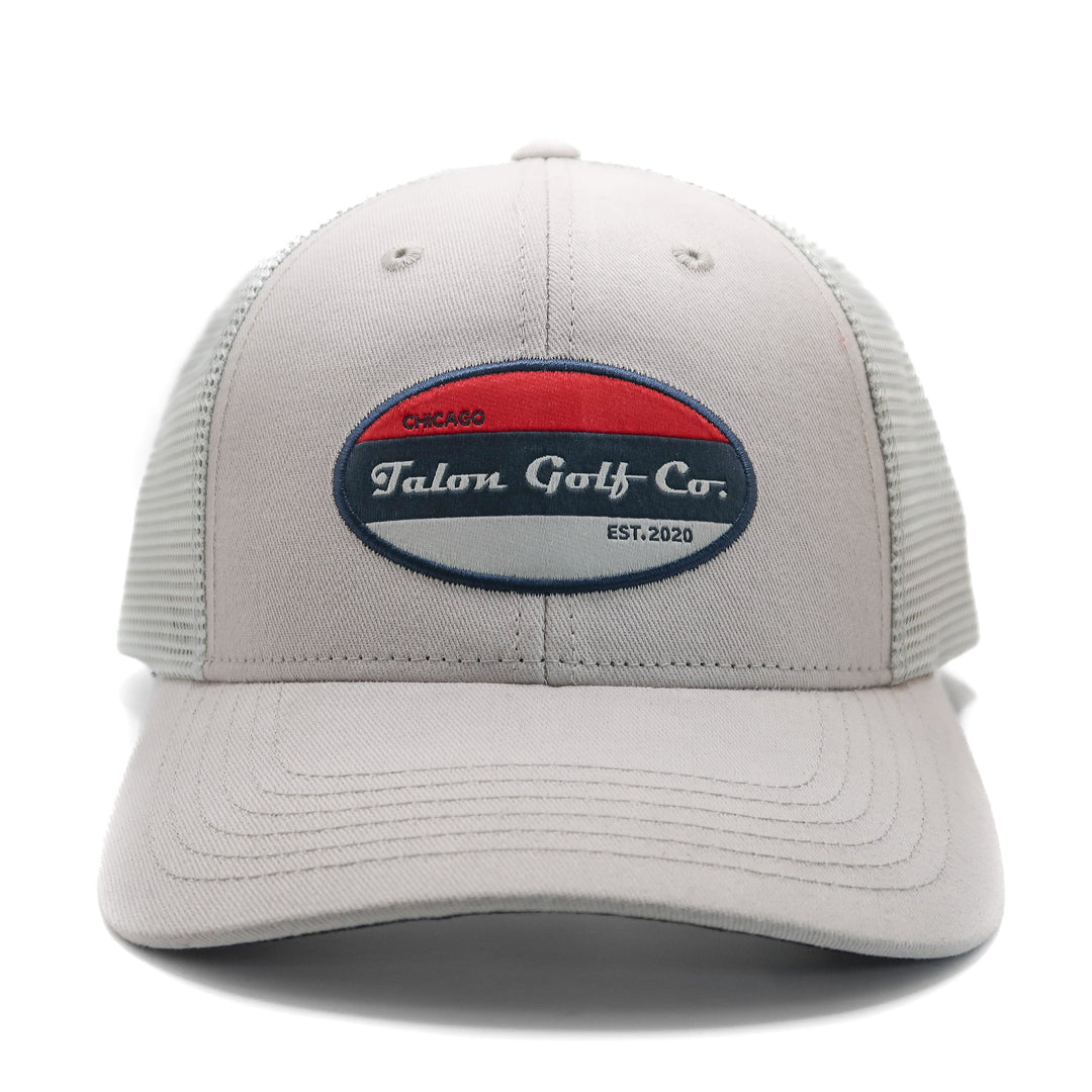 Trucker Hat Pearl Grey/Light Grey Front View.