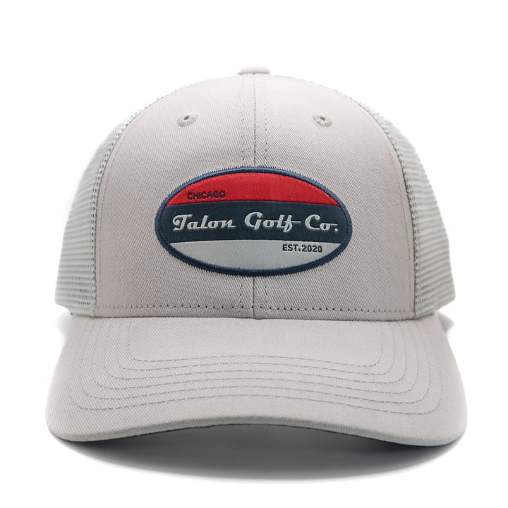 Trucker Hat Pearl Grey/Light Grey Front View.