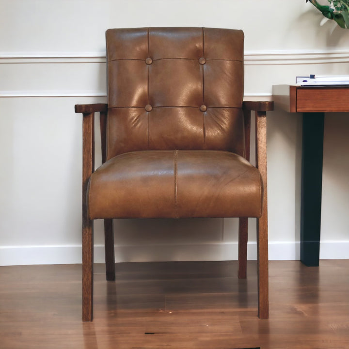 Brown Buffalo Leather Chair Photo 11