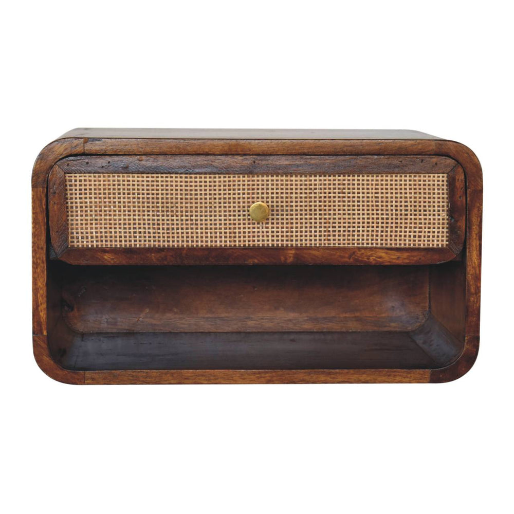 Chestnut Wall Mounted Open Woven Bedside Photo 2