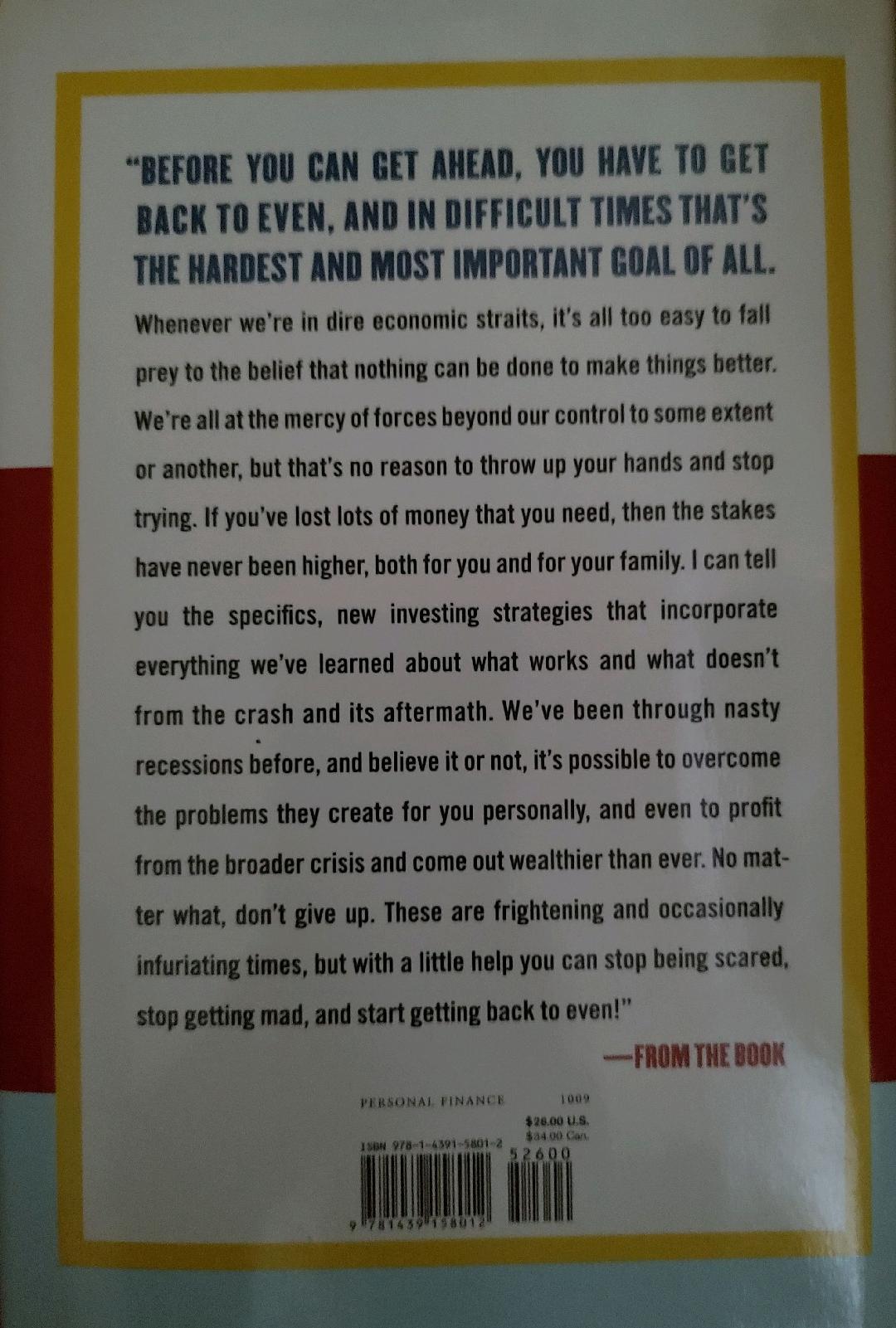 Jim Cramer's Real Money Getting Back to Even Book Back Cover