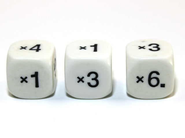 Math Multiplication 16mm d6 White/black - x1 x2 x3 x4 x5 x6 (per die)