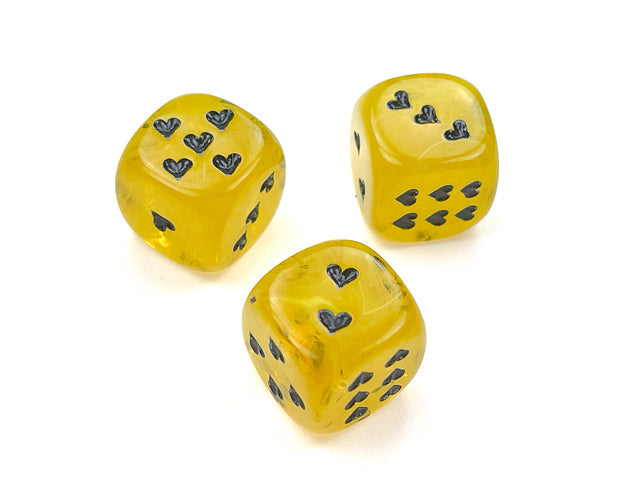 Heart 16mm Cirrus® w/pips Yellow/black d6
