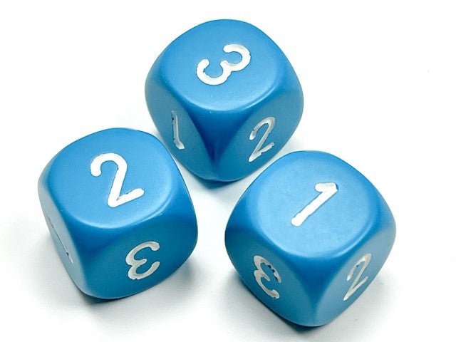 Opaque 16mm d3 (d6 w/ 1-2-3 twice) Light Blue/white (SOLD PER PIECE)