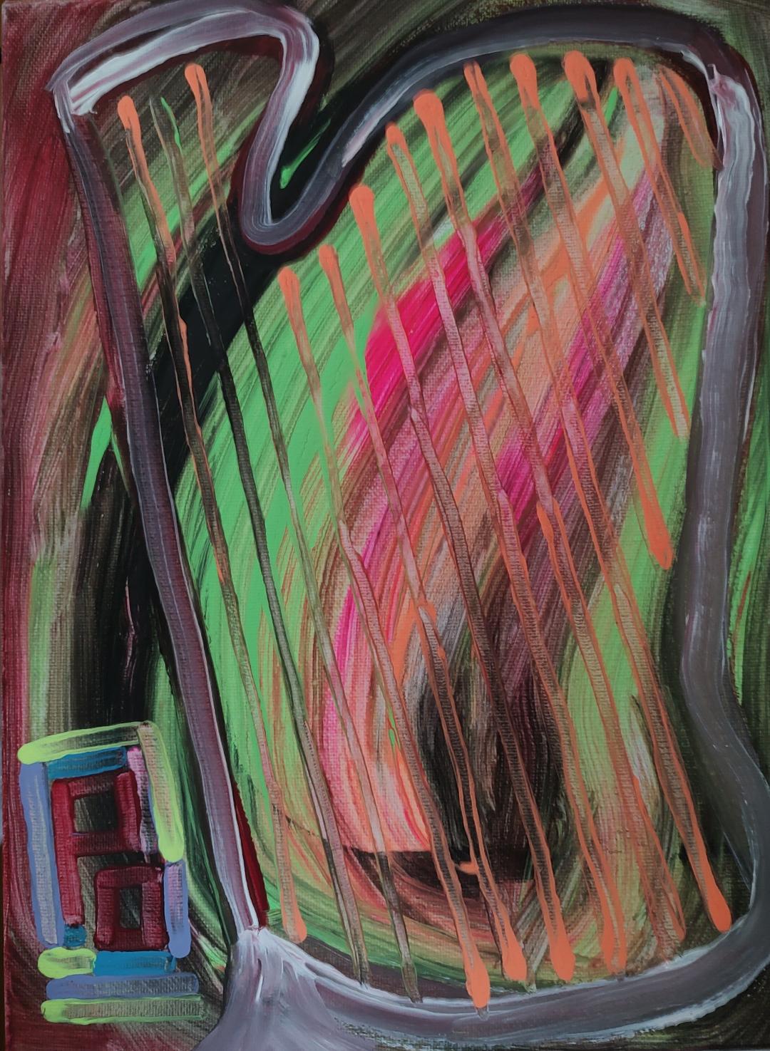 Paul Morabito "PO" Harp Painting Front Photo