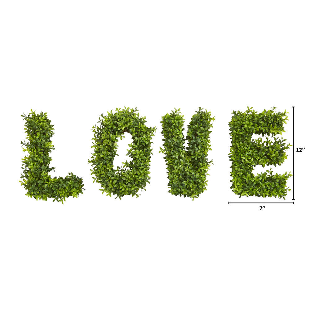“LOVE” Boxwood Artificial Wall Decoration (Indoor/Outdoor) Dimensions
