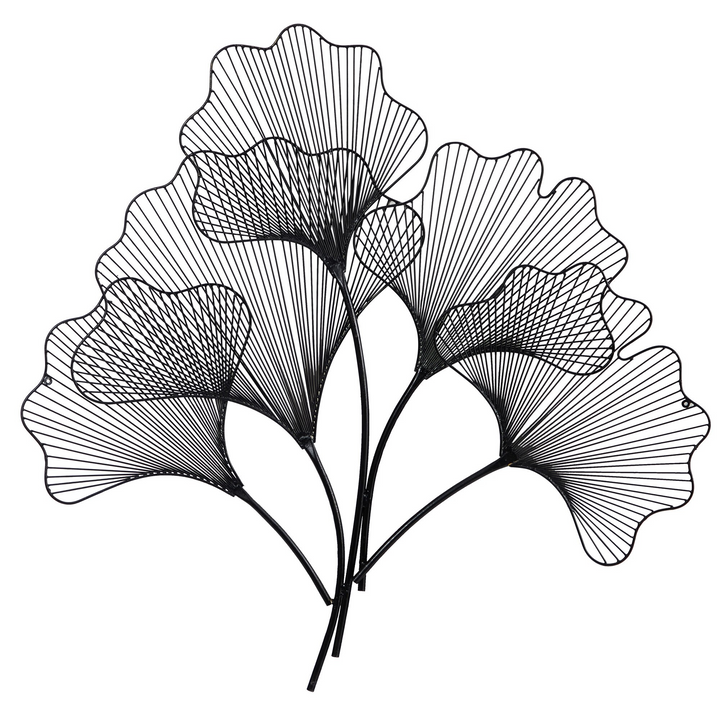 35” Modern Ginkgo Leaf Metal Wall Art Decor