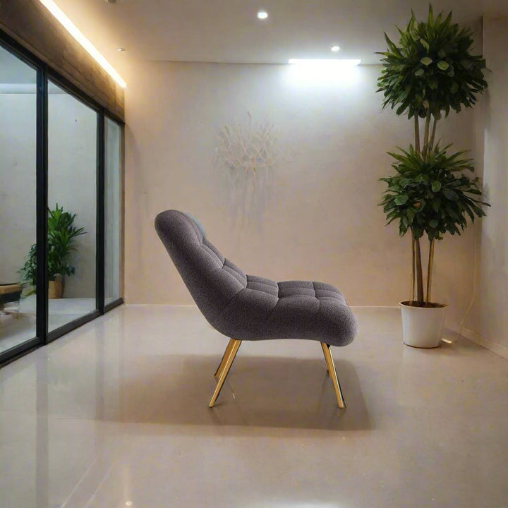 Aubrey French Boucle Lounge Chair (Gray) Side View