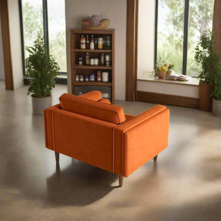 Amber Burnt Orange Velvet Lounge Chair Back