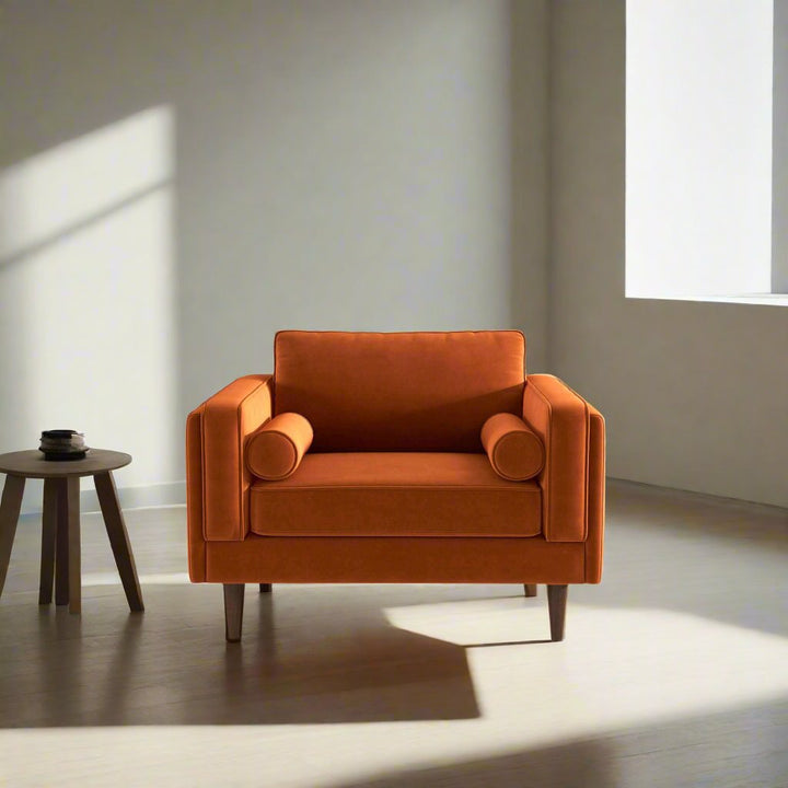 Amber Burnt Orange Velvet Lounge Chair Front