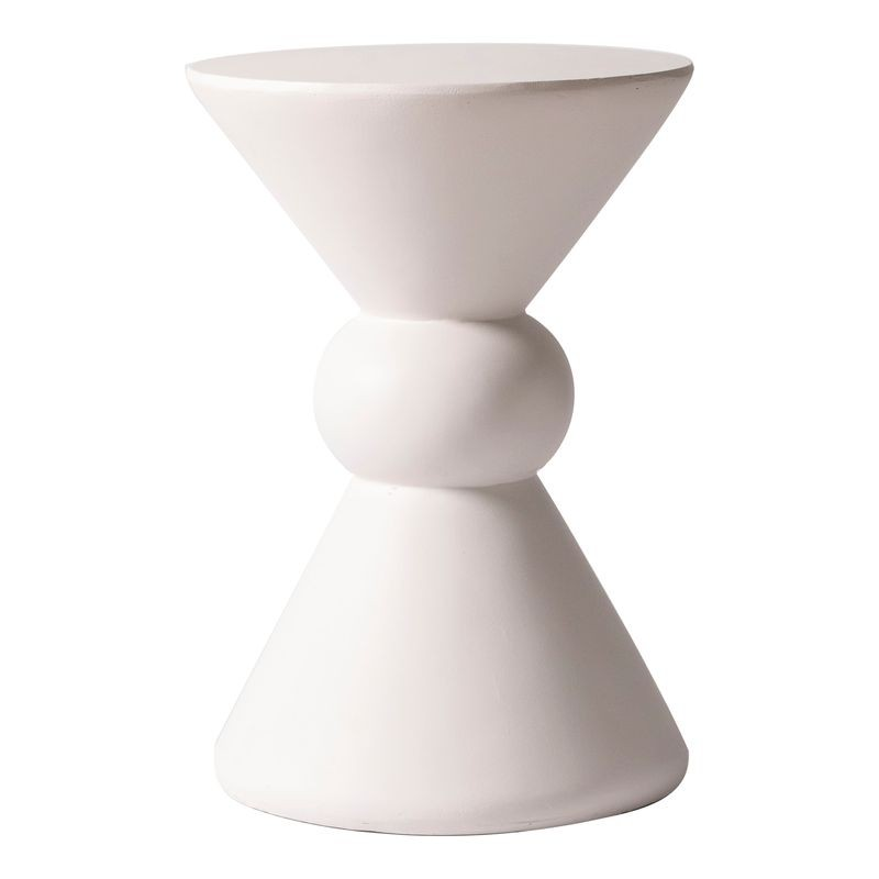 LeisureMod Echo Collection Fiberglass Outdoor Side Table in Cream