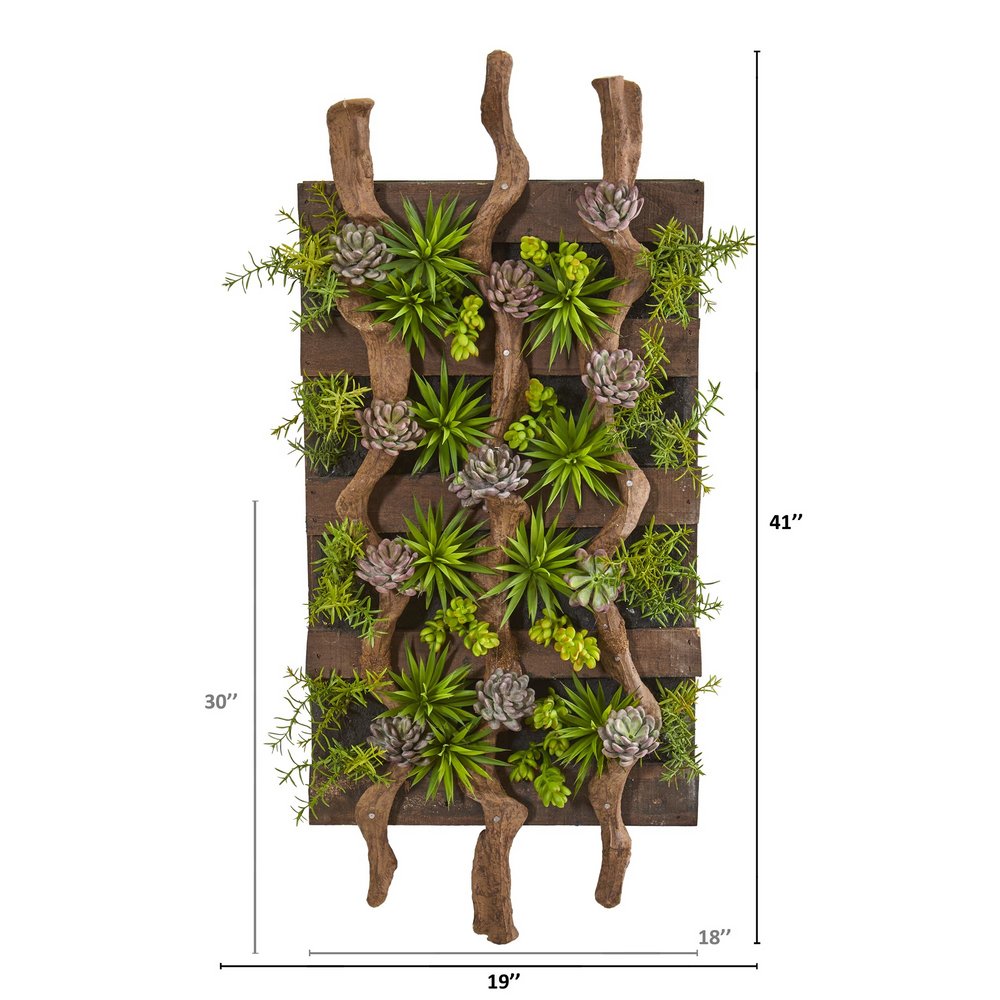 41” x 19” Mixed Succulent Artificial Living Wall Dimensions