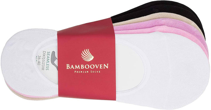 Women’s Bamboo No-Show Socks 6-Pack Invisible, Breathable, Moisture-Wicking Socks - 612