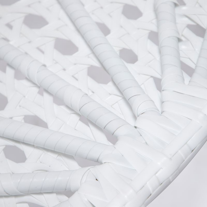 LeisureMod White Wicker Hanging Egg Swing Chair Beige Closeup.