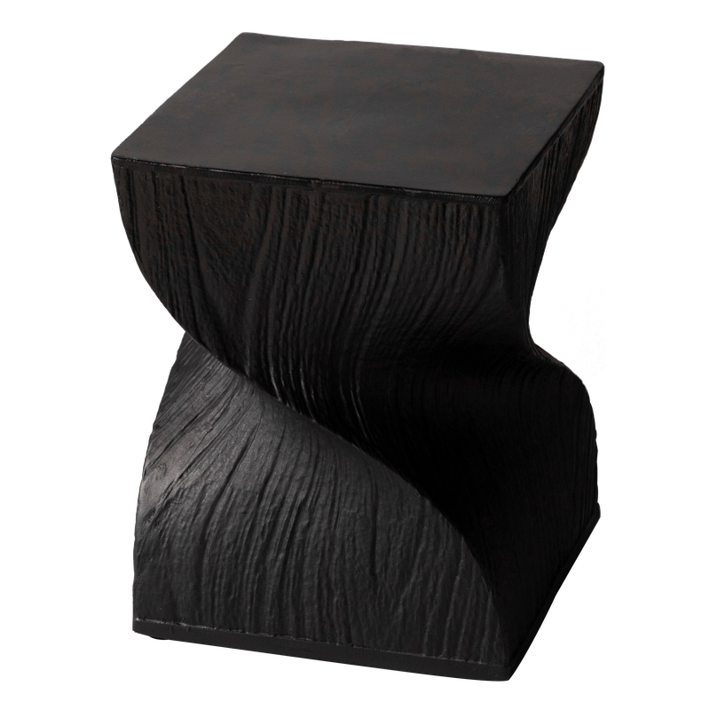 LeisureMod Onyx Collection Fiberglass Outdoor Side Table in Black