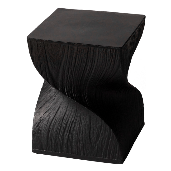LeisureMod Onyx Collection Fiberglass Outdoor Side Table in Black