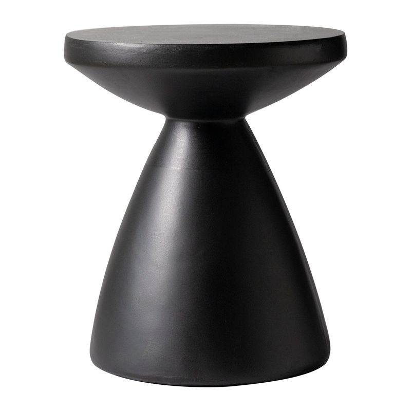 LeisureMod Dune Collection Fiberglass Outdoor Side Table in Black Photo.