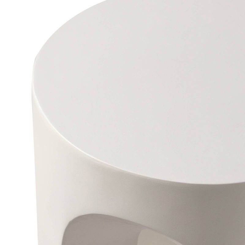 LeisureMod Crus Collection Fiberglass Outdoor Side Table in White Countertop.