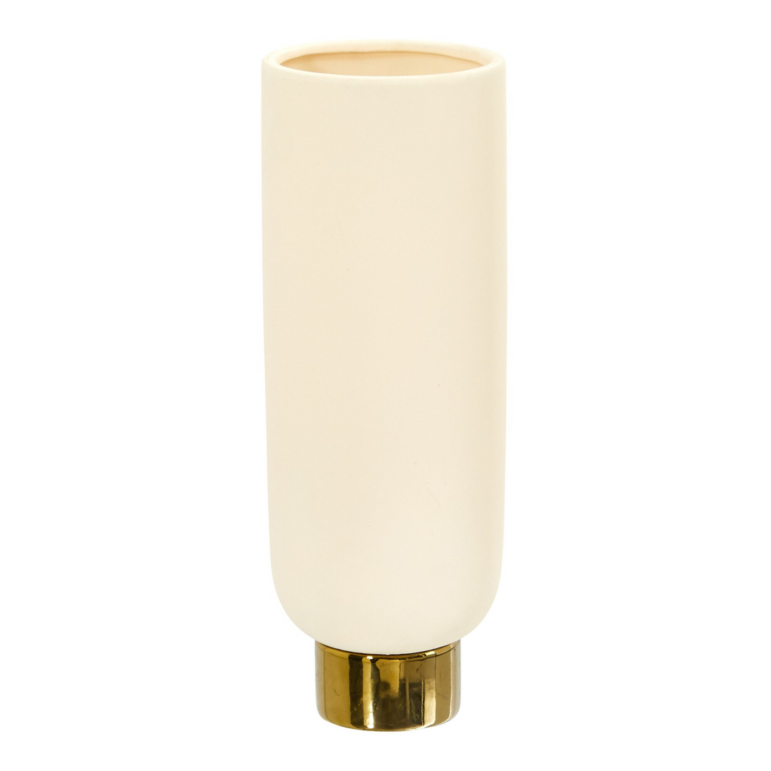 12.75” Elegance Ceramic Cylinder Vase with Gold Accents