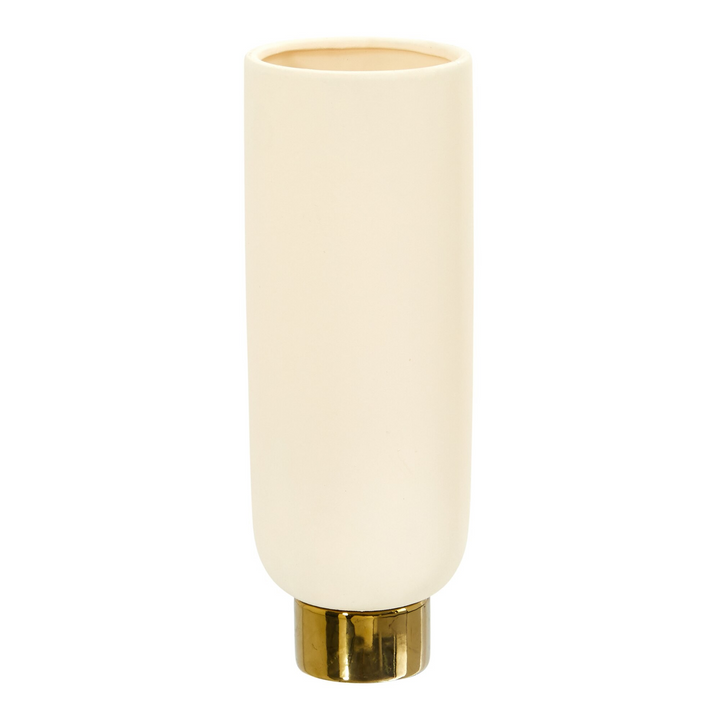 12.75” Elegance Ceramic Cylinder Vase with Gold Accents