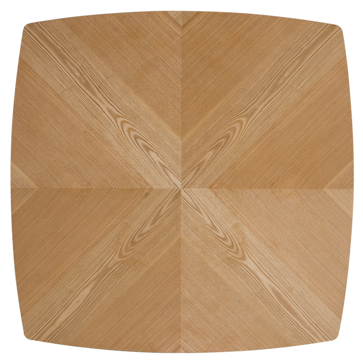 LeisureMod 5-Piece Dining Set with Square Wooden Table in Natural Wood and 4 Leather Dining Chairs in Dark Walnut/Light Taupe Tabletop.