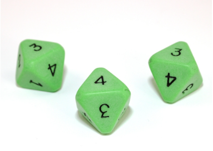 Opaque Green/black d8 numbered 1-4 twice| Specialty d4 (sold per die)