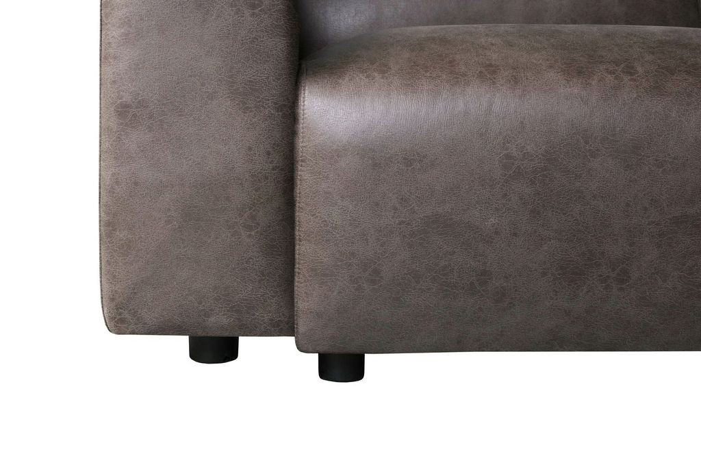 LeisureMod Whisper 4-Seater Conversation Set with a Chaise Lounge Chair in Brown Footing Closeup.