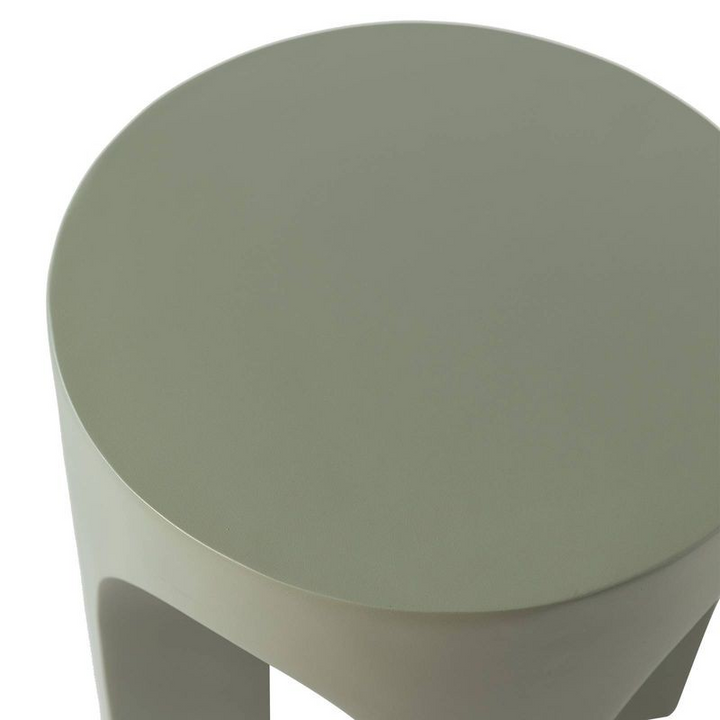 LeisureMod Crus Collection Fiberglass Outdoor Side Table in Grey Tabletop.