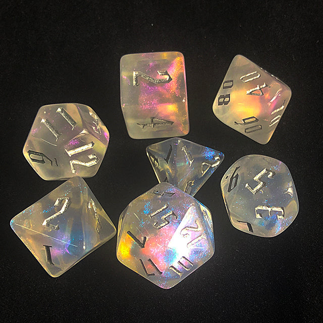 Glitter Party Transparent Glitter Dice (Silver font)