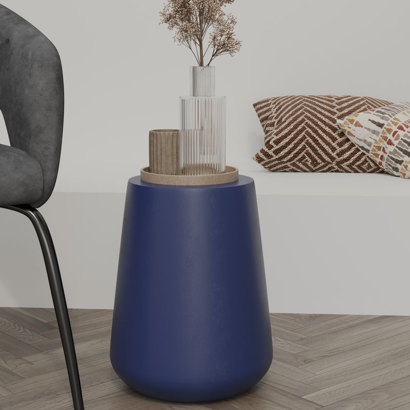 Leisuremod Modern Side End Table Glint Series in Saphire Blue Photo.
