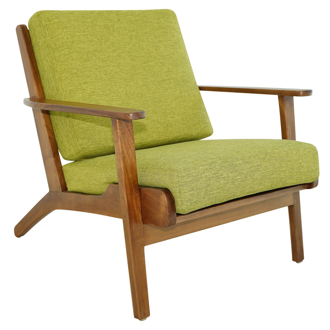 Connor Solid Wood Linen Lounge Chair Pistachio Green