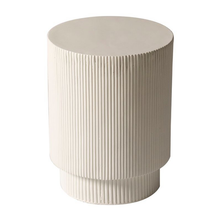 LeisureMod Eden Collection Fiberglass Outdoor Side Table in White