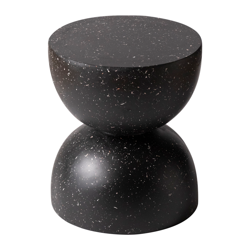 LeisureMod Sage Collection Fiberglass Outdoor Side Table in Black