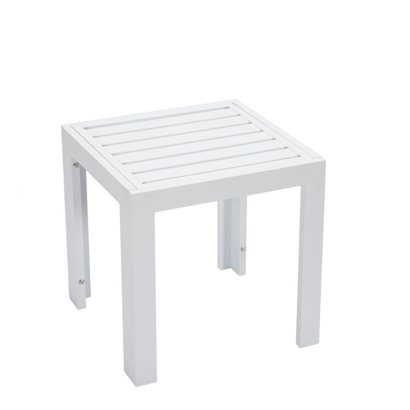 LeisureMod Chelsea Modern Aluminum Patio Side Table White
