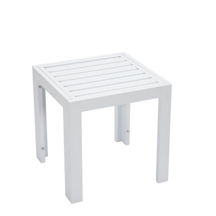 LeisureMod Chelsea Modern Aluminum Patio Side Table White