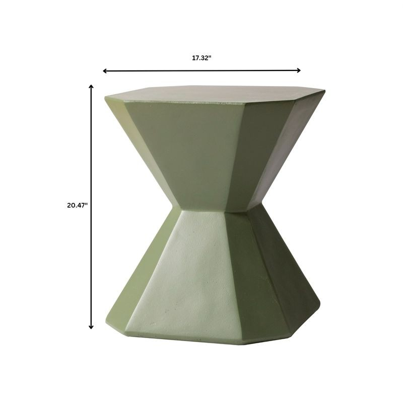 LeisureMod Azure Collection Fiberglass Outdoor Side Table in Olive Green Dimensions.