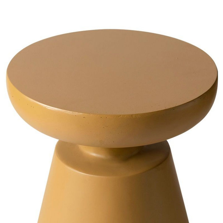 LeisureMod Isle Collection Fiberglass Outdoor Side Table in Brown Closeup.