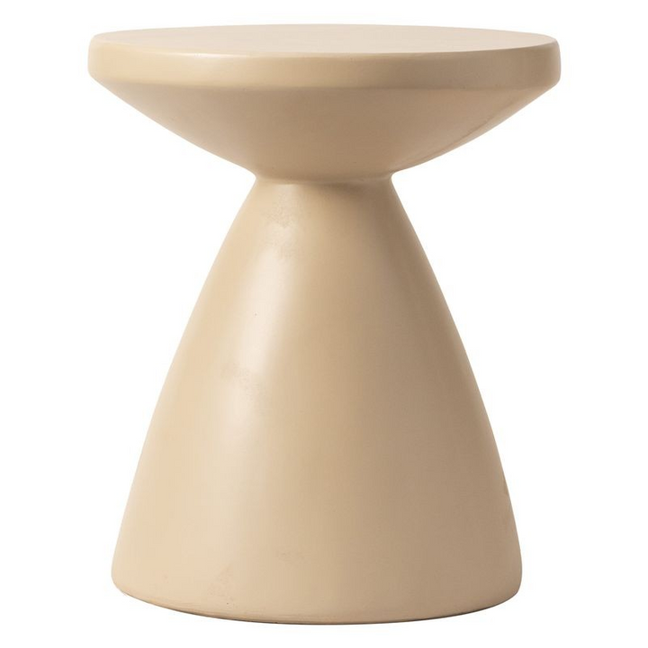 LeisureMod Dune Collection Fiberglass Outdoor Side Table in Beige