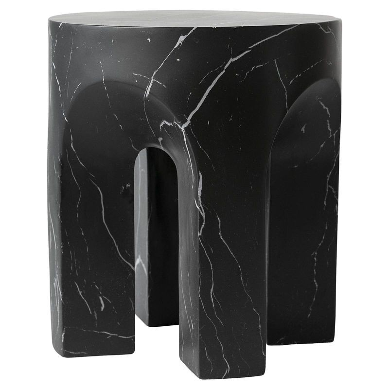 LeisureMod Crus Collection Fiberglass Outdoor Side Table Marbleized Black