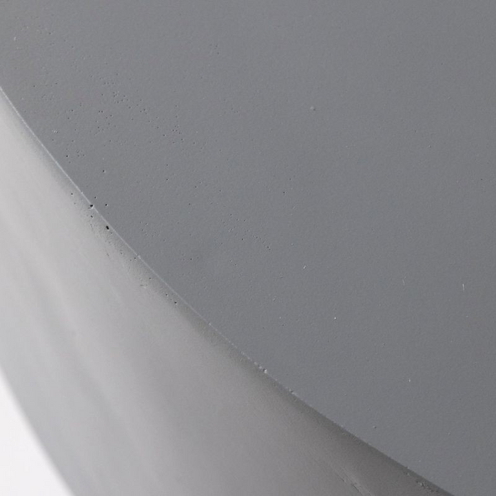 LeisureMod Terra Collection Fiberglass Outdoor Coffee Table in Grey Closeup.