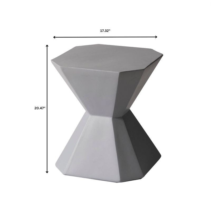 LeisureMod Azure Collection Fiberglass Outdoor Side Table in Grey Dimensions.
