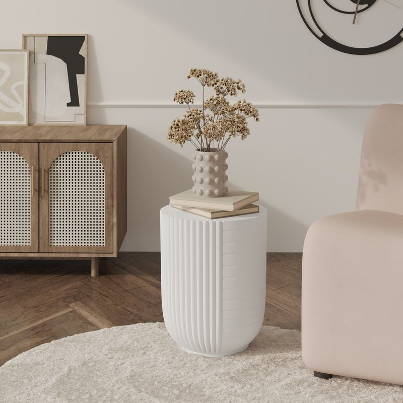 Leisuremod Modern Side End Table Trove Series in White Image.