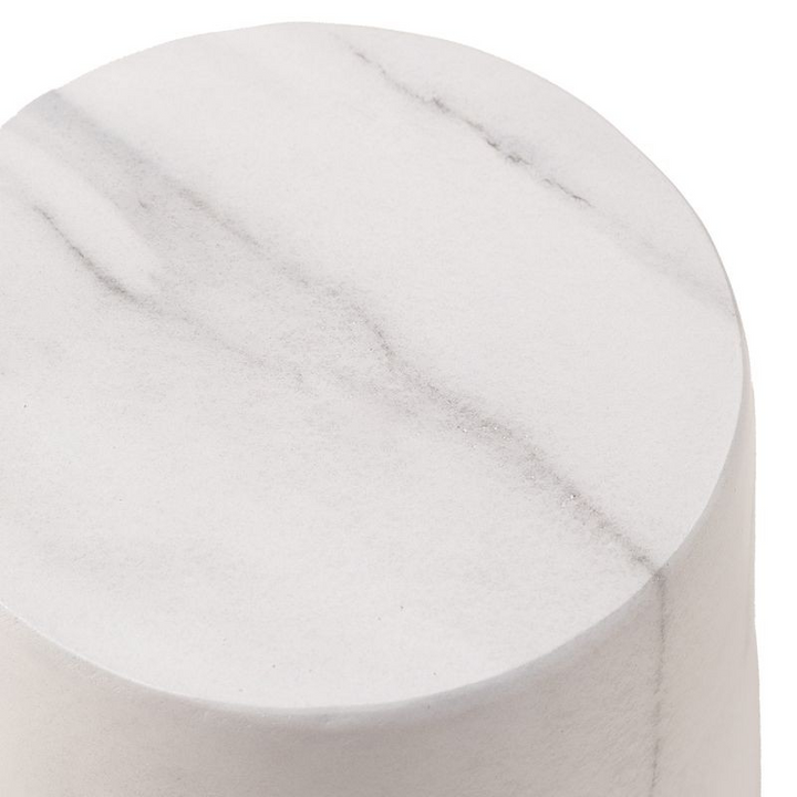 Leisuremod Modern Side End Table Glint Series in Marble White Closeup.