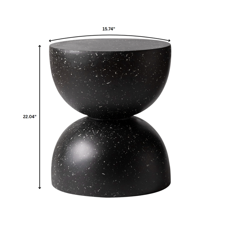 LeisureMod Sage Collection Fiberglass Outdoor Side Table in Black Dimensions.