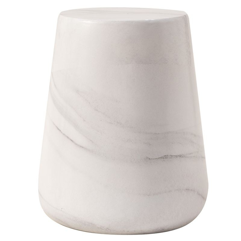 Leisuremod Modern Side End Table Glint Series in Marble White