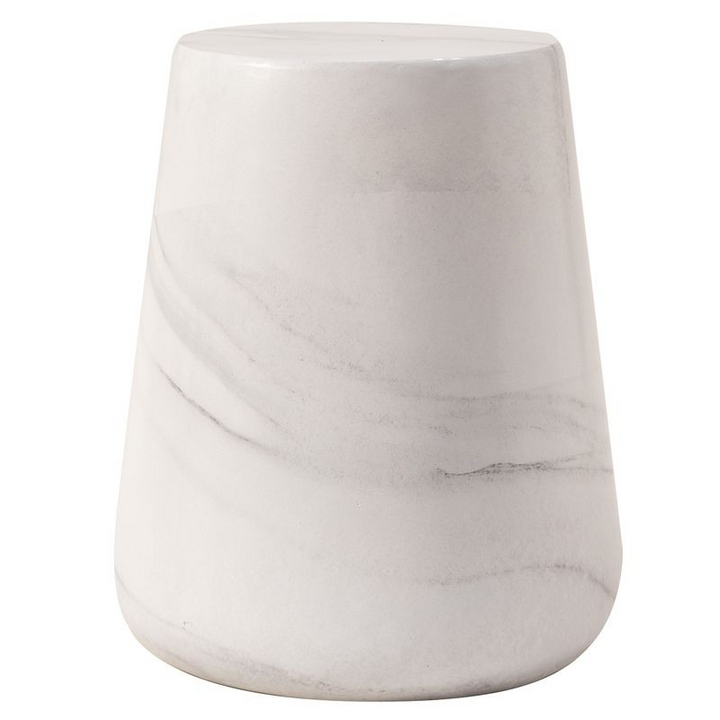 Leisuremod Modern Side End Table Glint Series in Marble White